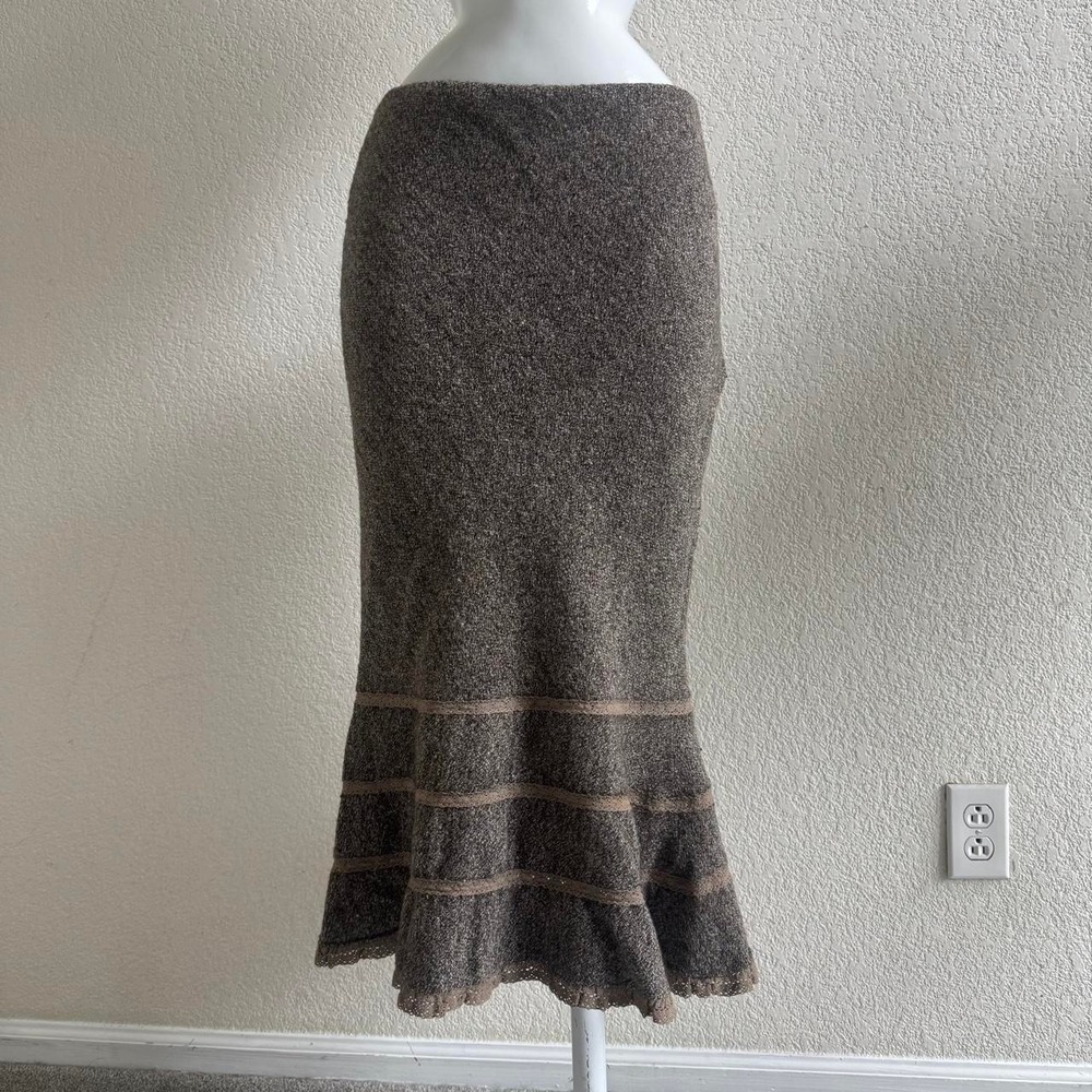 Express Y2K brown midi skirt with ruffle hem size 11/12
